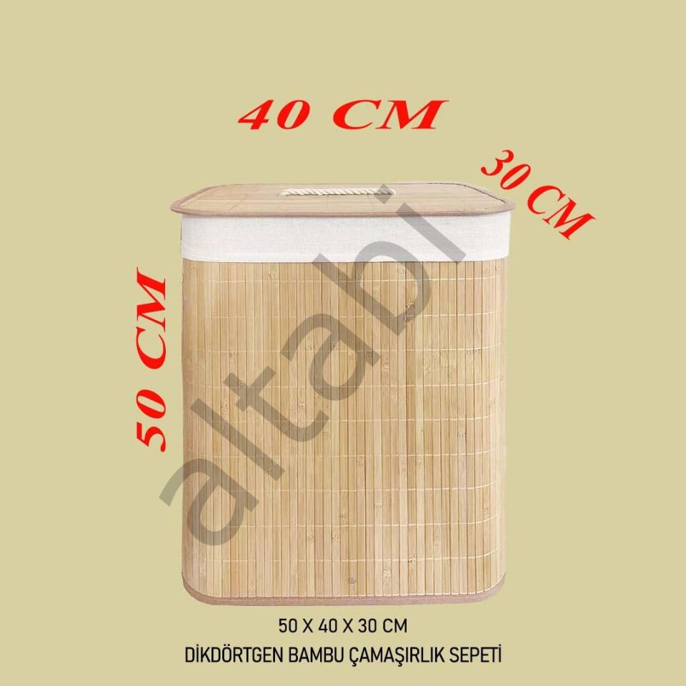 Bambu Katlanır Çamaşır Sepeti Kirli Sepeti Dikdörtgen
