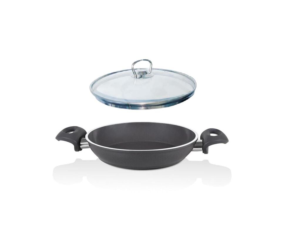 Falez Seramik Sahan 24 CM Füme Renk Cam Kapaklı