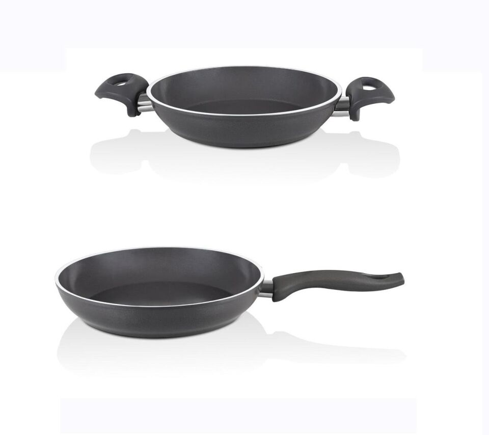 Falez 24 CM Seramik Tava ve 20 cm Sahan Seti Füme Renk