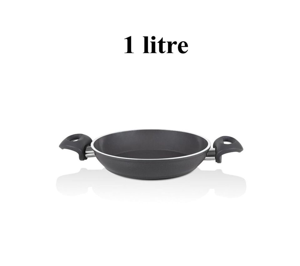 Falez 24 CM Seramik Tava ve 20 cm Sahan Seti Füme Renk