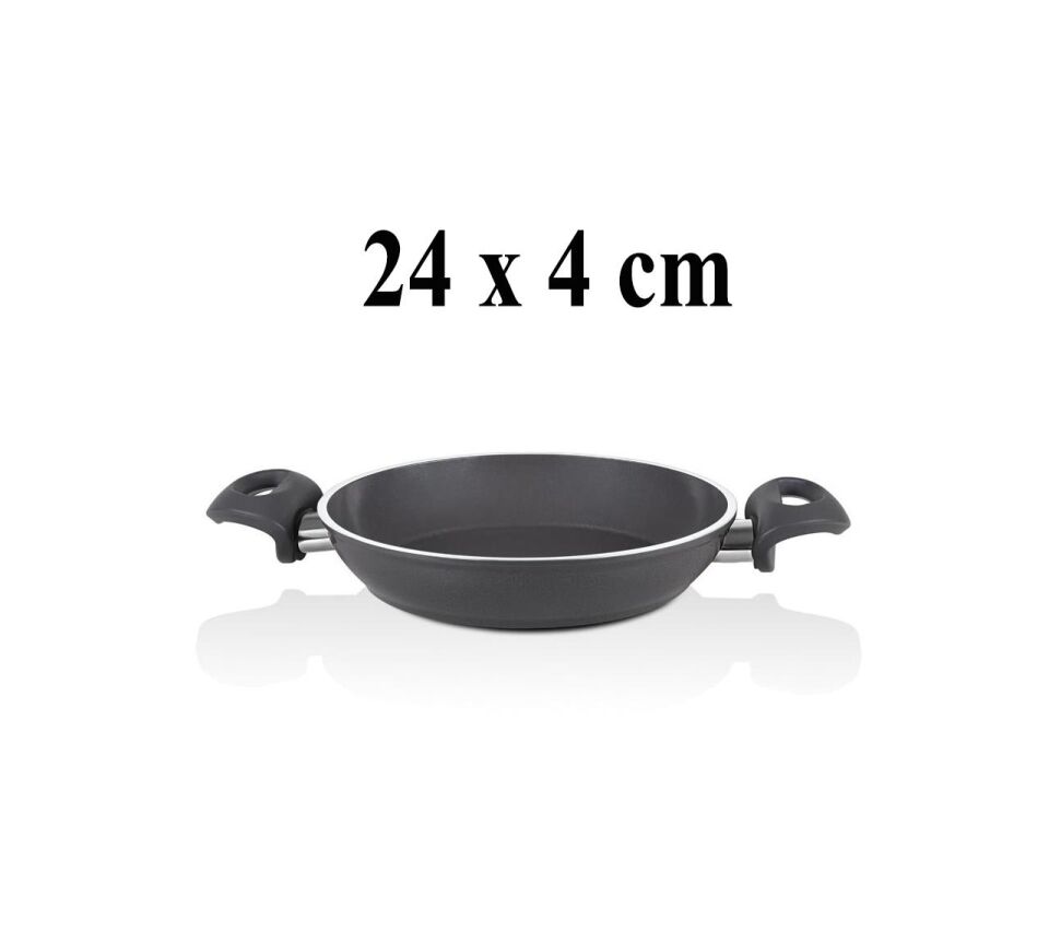 Falez 28 CM Seramik Tava ve 24 cm Sahan Seti Füme Renk