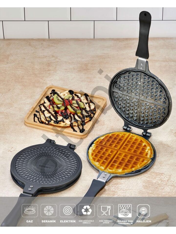 Döküm Granit Waffle Tavası – Bakalit Saplı