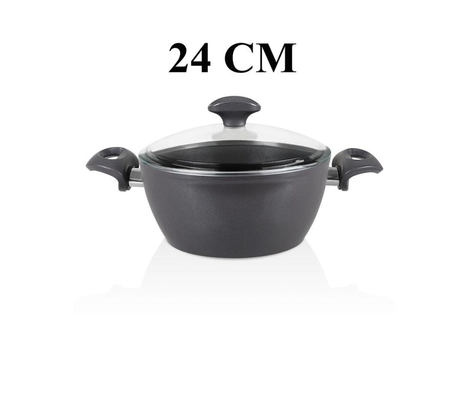 Falez Seramik Karnıyarık Tencere + Derin Tencere ve Tava Seti | 24 cm | Füme