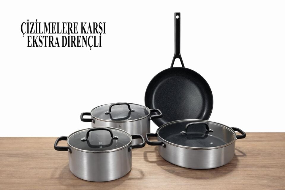 Bio Seramik Kaplama Tencere Takımı 7 Parça | Ekstra Dayanıklı, Yapışmaz Kaplama | İndüksiyon Tabanlı