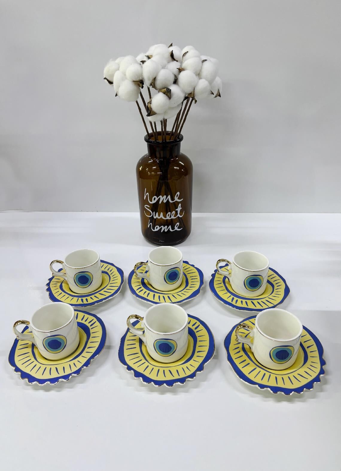 Porselen Kahve Takımı 6 Kişilik | Özel Tasarım Fincan ve Tabaklar | 90 ml