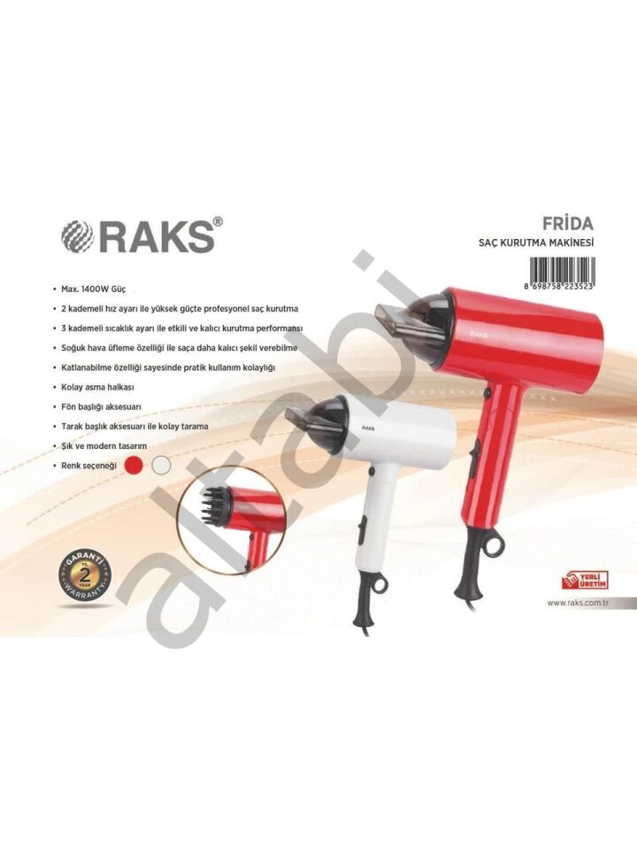 Saç Kurutma Makinesi Kırmızı 1400 W Ra k s