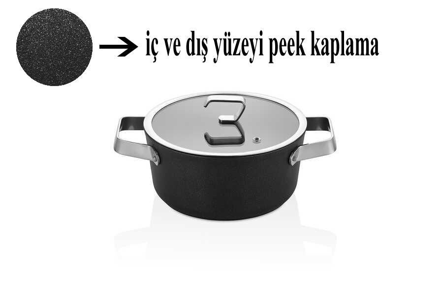 OMS Ekstra Güçlü Biogranit Tencere 26 cm | 5,5 Litre | İndüksiyon Tabanlı | 10 Yıl Garantili
