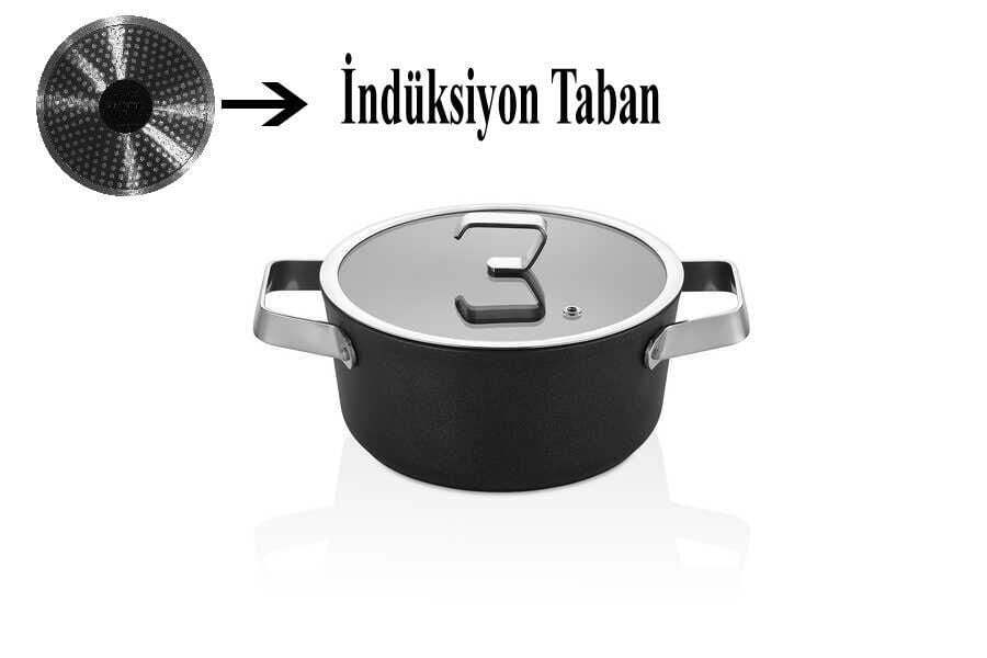 OMS Ekstra Güçlü Biogranit Tencere 22 cm | 3,5 Litre | İndüksiyon Tabanlı | 10 Yıl Garantili