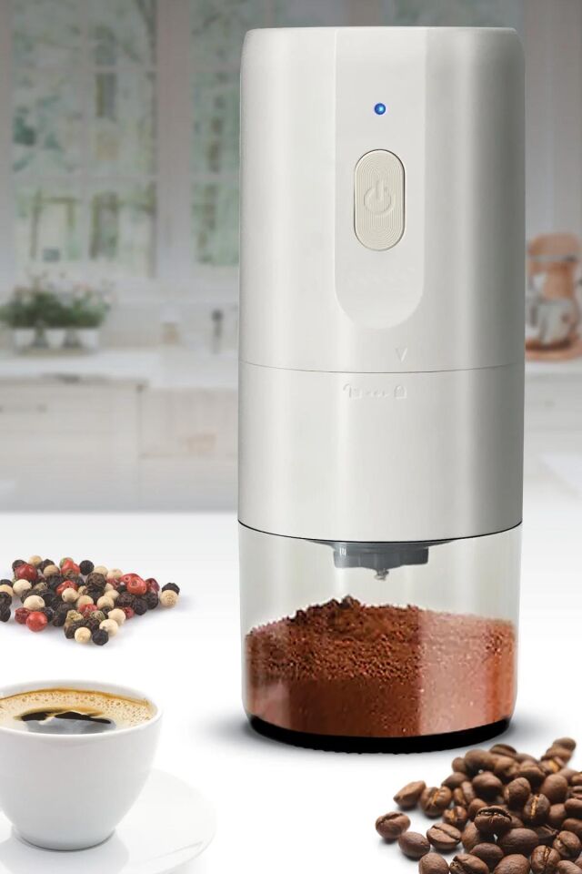 Şarjlı Seramik Bıçaklı Kahve & Baharat Öğütücü – 160 ml Geniş Hazne – 1200 mAh Ultra Performans