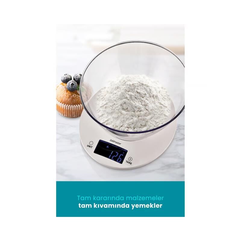 Dijital Mutfak Terazisi Mutfak Tartısı Hassas Terazi 5 KG Kapasiteli Kefeli Terazi Gol dmas ter