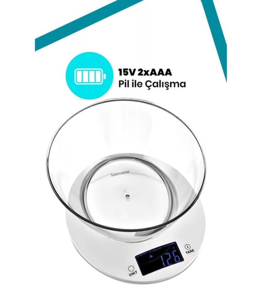 Dijital Mutfak Terazisi Mutfak Tartısı Hassas Terazi 5 KG Kapasiteli Kefeli Terazi Gol dmas ter