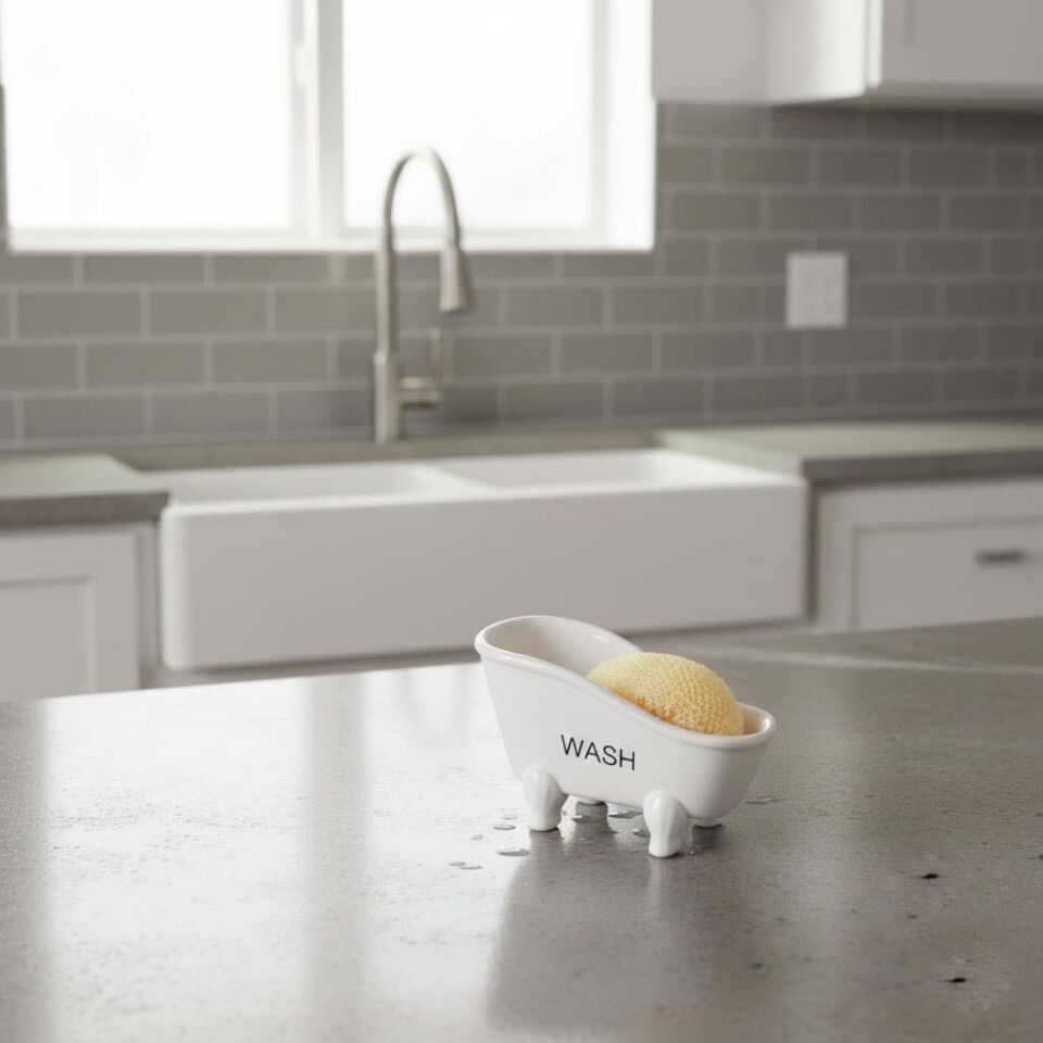 Mini Küvet Tasarımlı Seramik Süngerlik ve Sabunluk