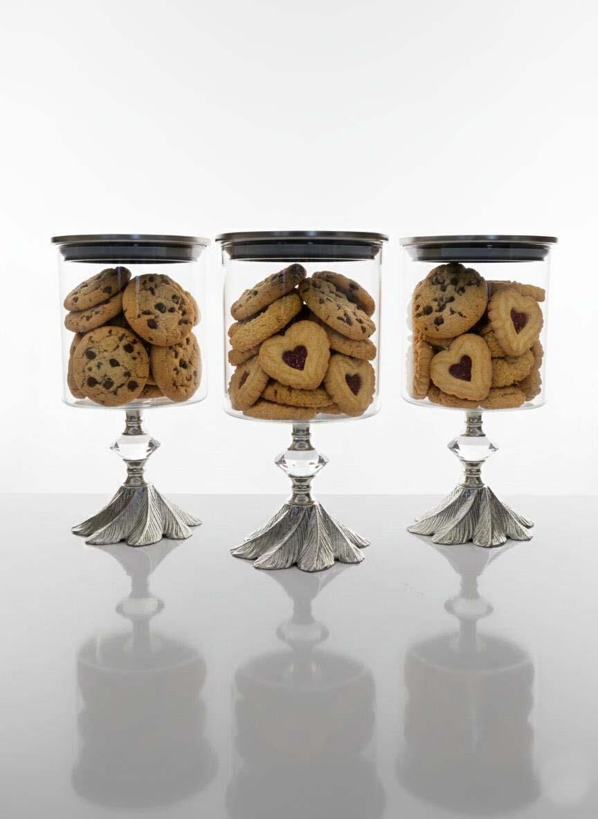 Ayaklı Dekoratif Cam Şekerlik / Drajelik / Kurabiyelik / Çerezlik 850 ML