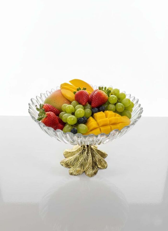 Gold Ayaklı Cam Sunumluk 21 CM