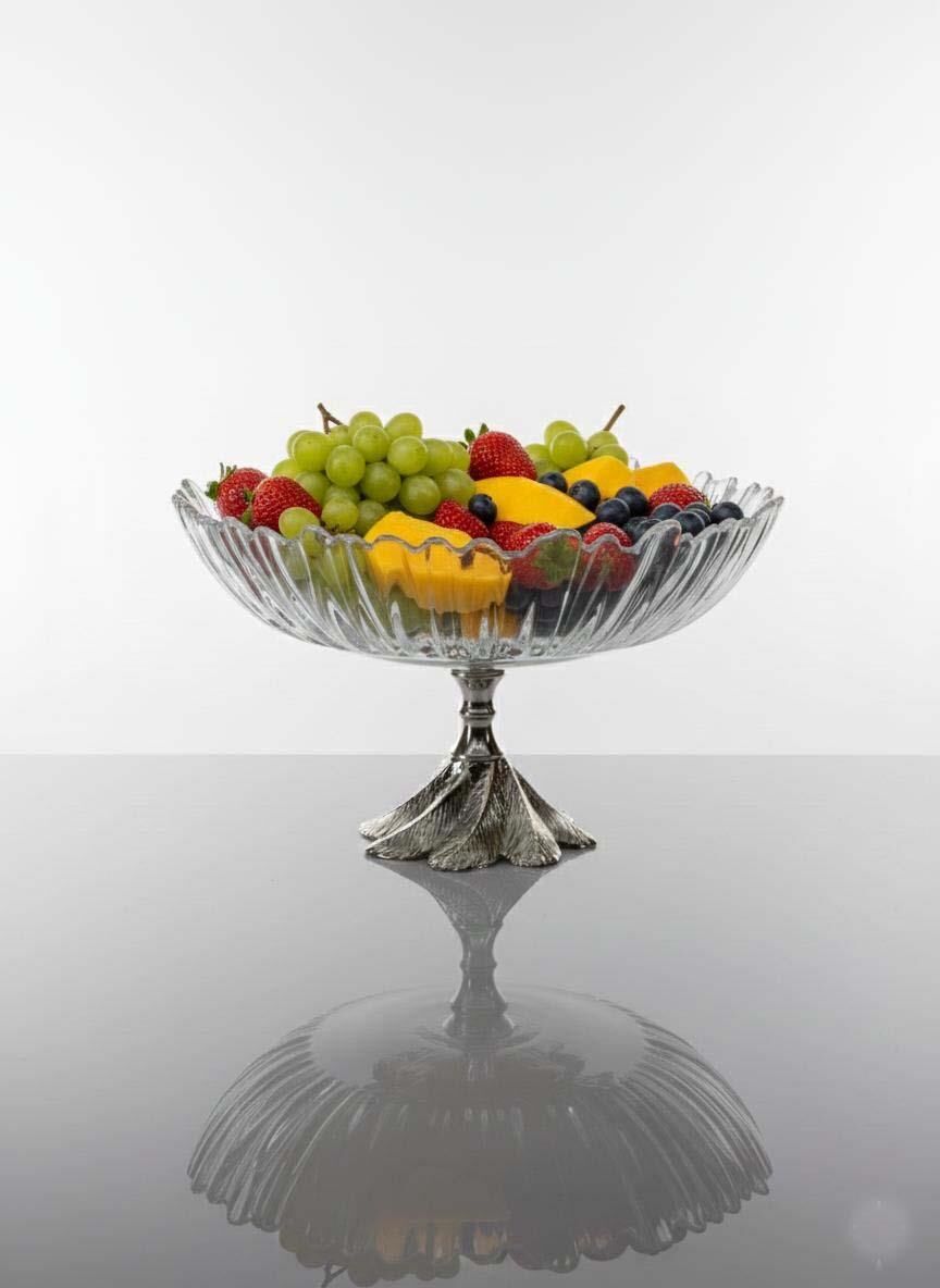 Gümüş Ayaklı Cam Sunumluk 21 CM