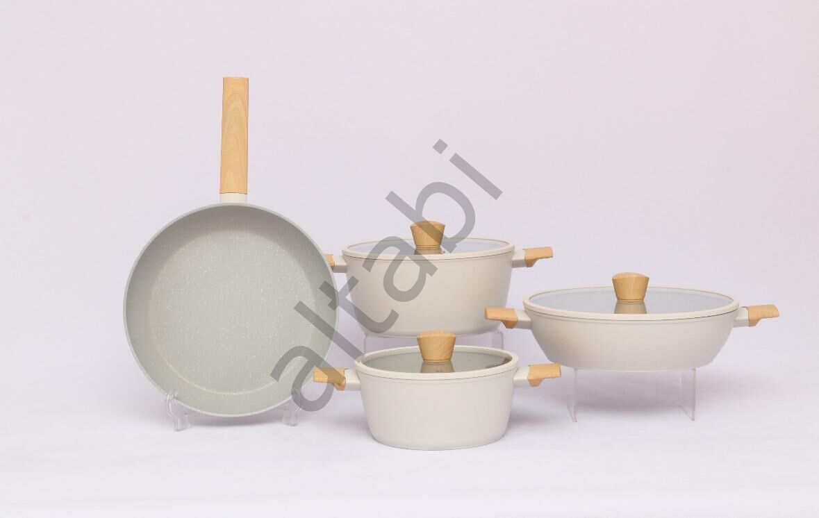 Winterbach 7 Parça Granit/Seramik Tencere Takımı Krem Renk