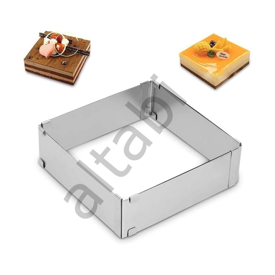 Ayarlanabilir Kek ve Pasta Kalıbı – Kare / Dikdörtgen (15 × 15 cm’den 28 × 28 cm’ye kadar)