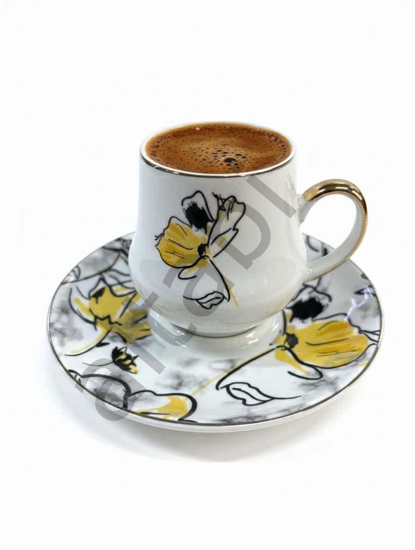 Porselen Kahve Takımı 6 Kişilik | Özel Tasarım | 90 ml