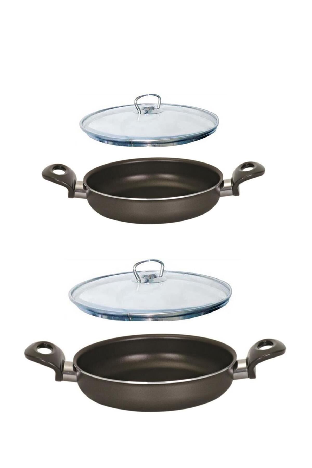 Mehtap Onyx Teflon Sahan Set 20+18 CM Cam Kapaklı