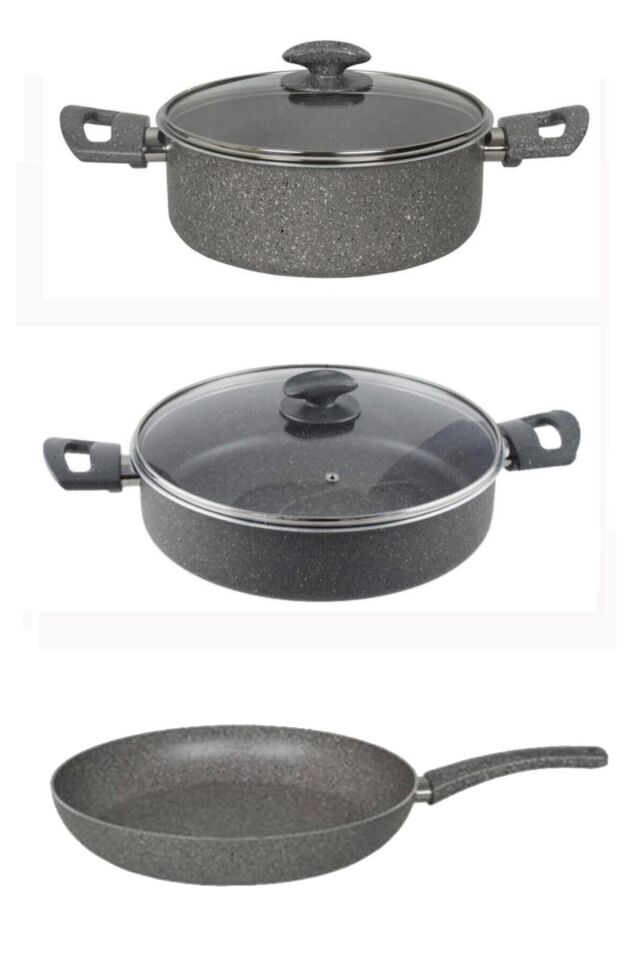 Mehtap 24 CM Granit Tencere ve26 CM Karnıyarık Tava Seti