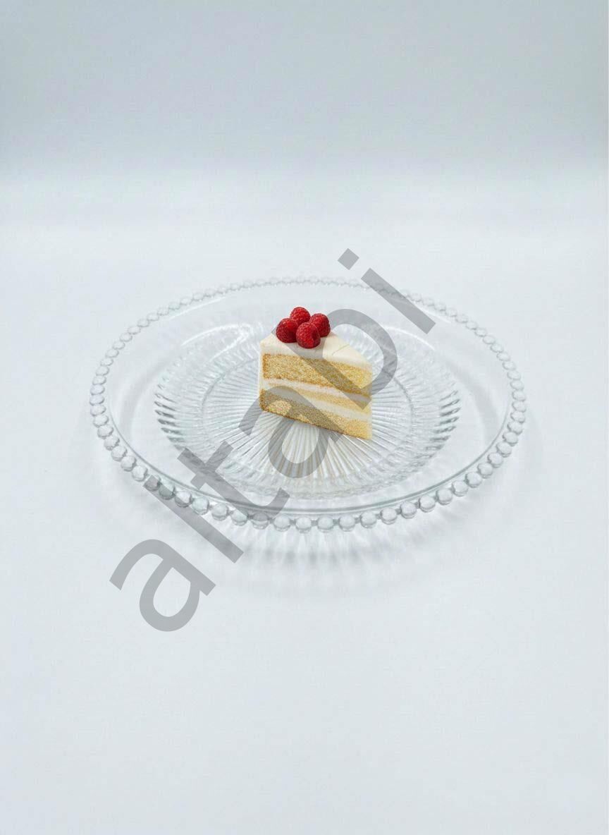 Cam Pasta Tabağı Boncuk Model 6’lı Set 18 cm Şık Dekoratif