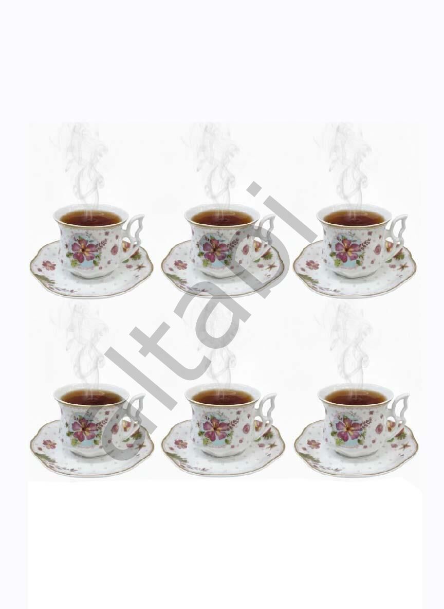 Porselen Neskafe ve Çay Fincan Takımı Özel Tasarım 6 Kişilik