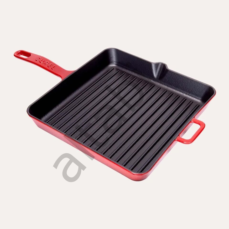 Demirdöküm Kare Izgara Tava 30 CM Kırmızı
