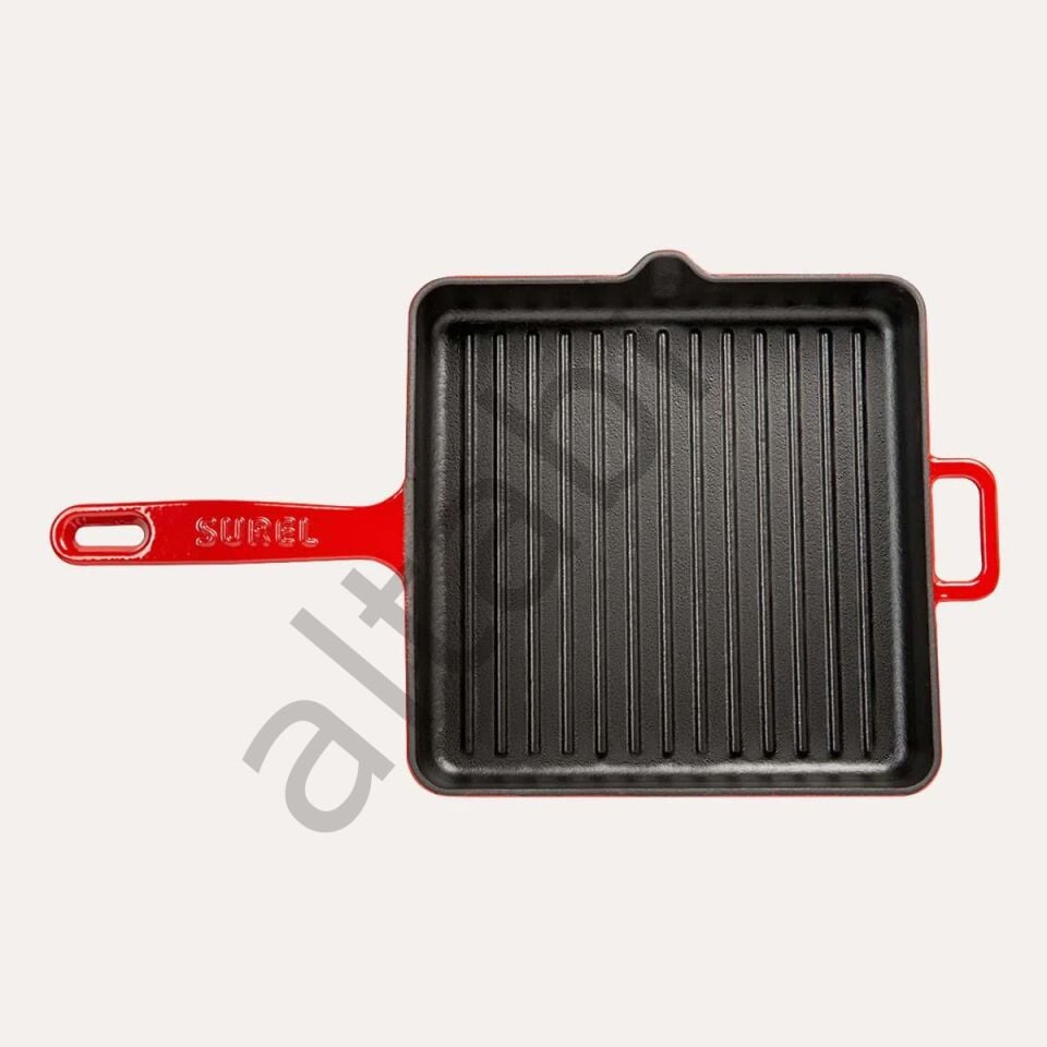 Demirdöküm Kare Izgara Tava 30 CM Kırmızı