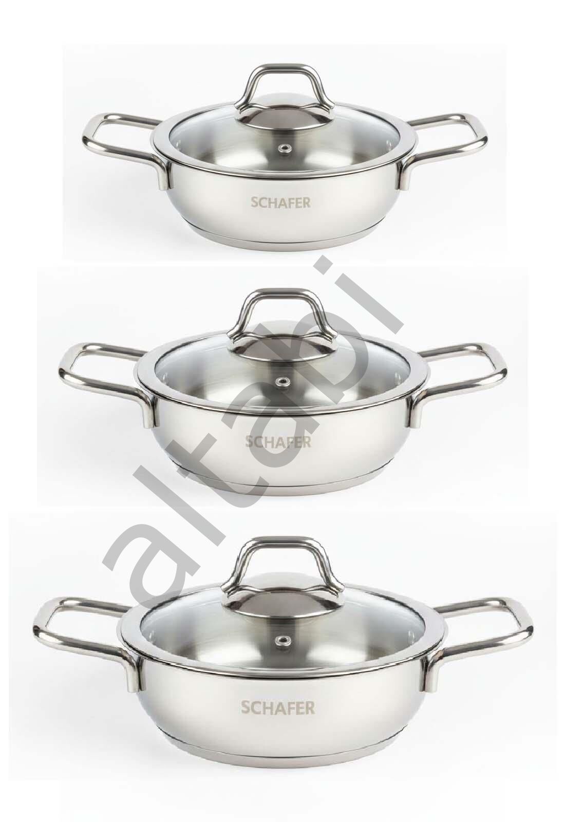 Schafer Ela Çelik Sahan Takımı (16 – 18 – 20 cm)