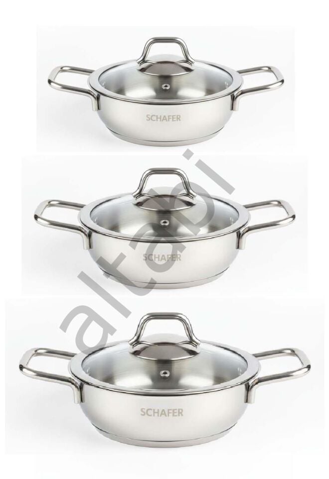 Schafer Ela Çelik Sahan Takımı (16 – 18 – 20 cm)