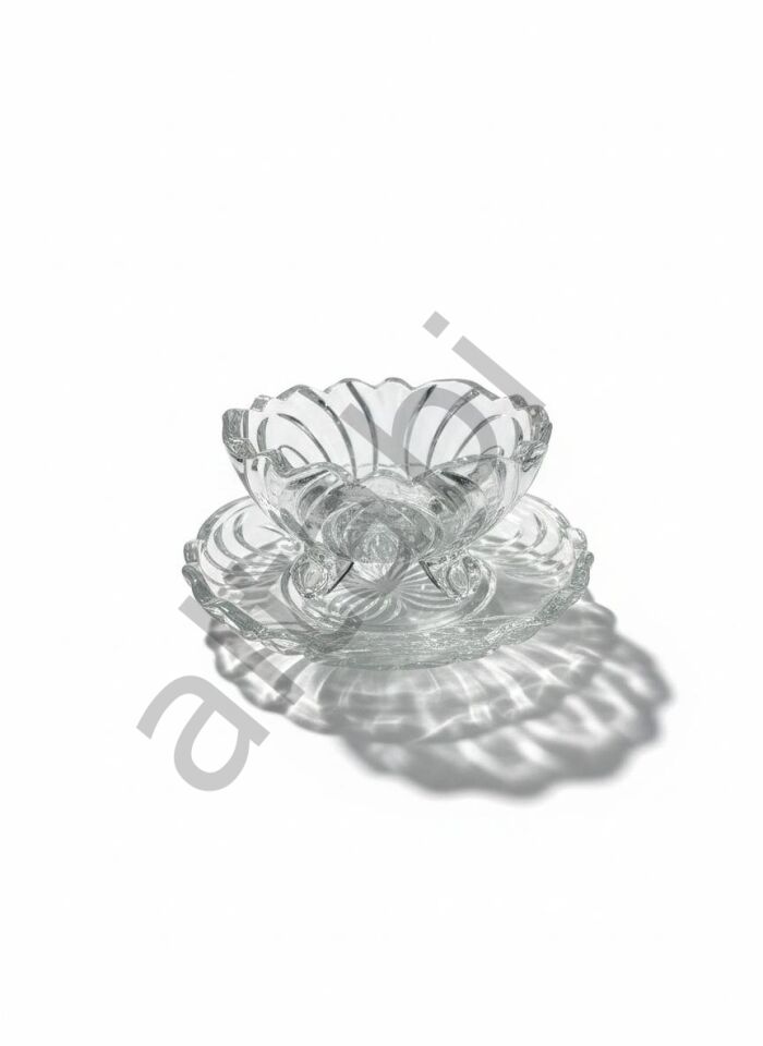 Zarif Kesme Kristal Görünümlü 12 Parça Çerezlik Seti - 6 Kişilik Lüks Sunum Takımı