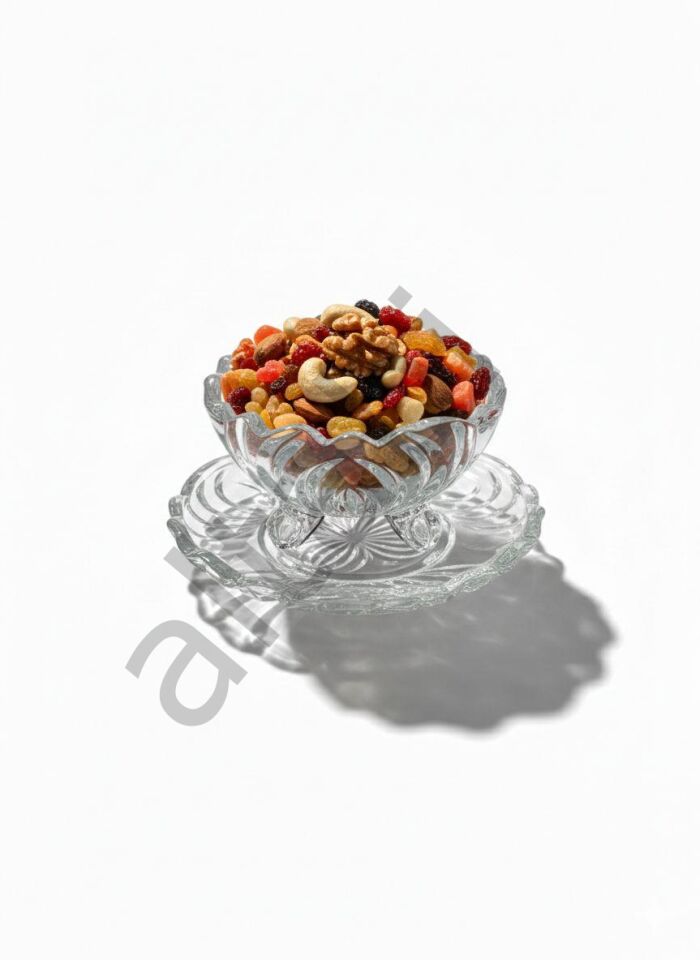 Zarif Kesme Kristal Görünümlü 12 Parça Çerezlik Seti - 6 Kişilik Lüks Sunum Takımı