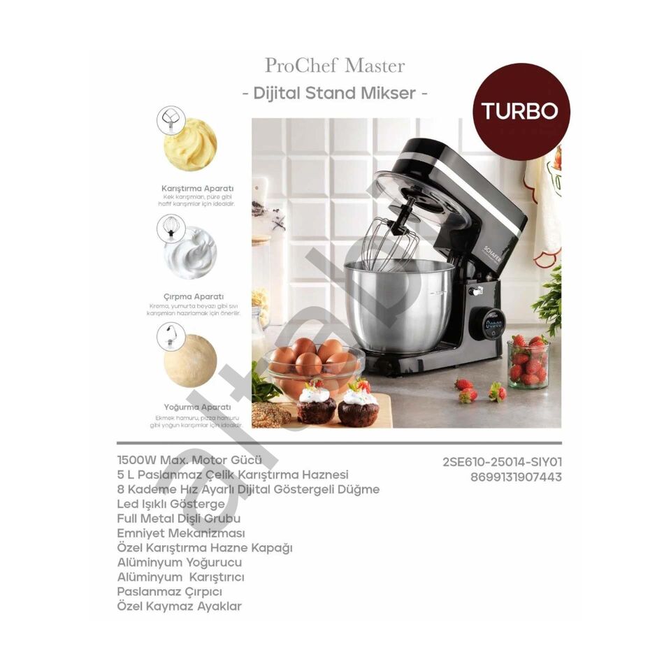 Schafer Prochef Master Dijital Stand Mikser 5LT Siyah