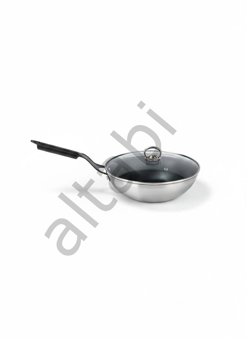 Mehtap Chefline İndüksiyon Tabanlı Wok Tava (28 CM) – Cam Kapaklı