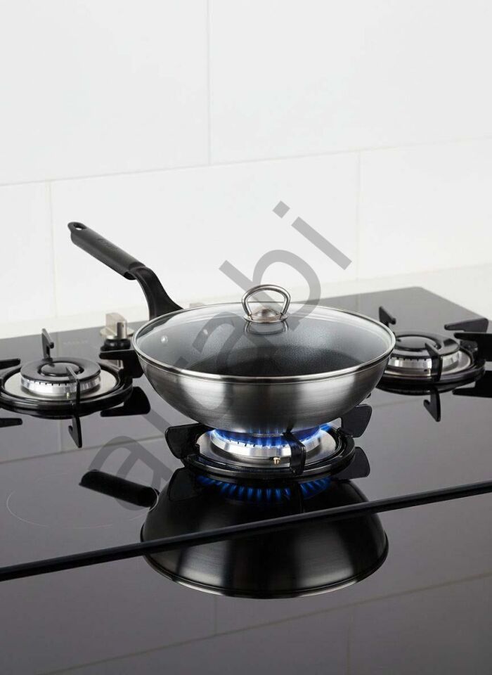 Mehtap Chefline İndüksiyon Tabanlı Wok Tava (28 CM) – Cam Kapaklı