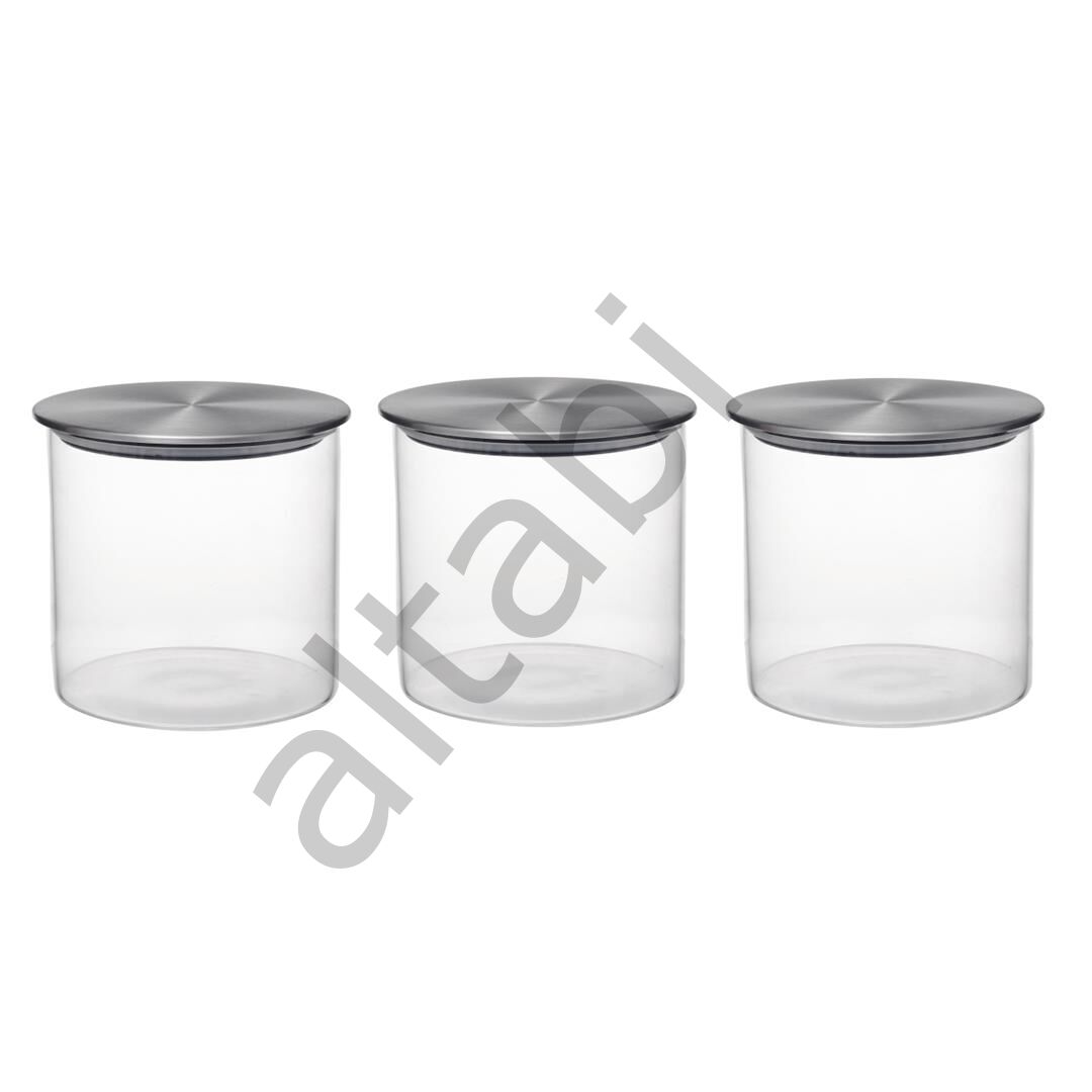 Metal Kapaklı 3lü Kavanoz Takımı 600 ML Borosilkat Cam Hava Almaz
