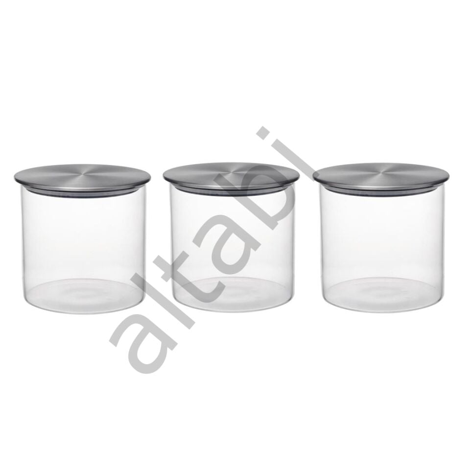 Metal Kapaklı 3lü Kavanoz Takımı 600 ML Borosilkat Cam Hava Almaz