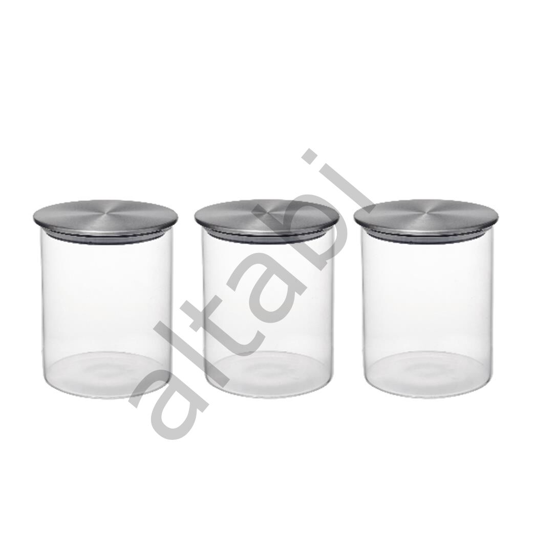 Metal Kapaklı 3lü Kavanoz Takımı 850 ML Borosilkat Cam Hava Almaz