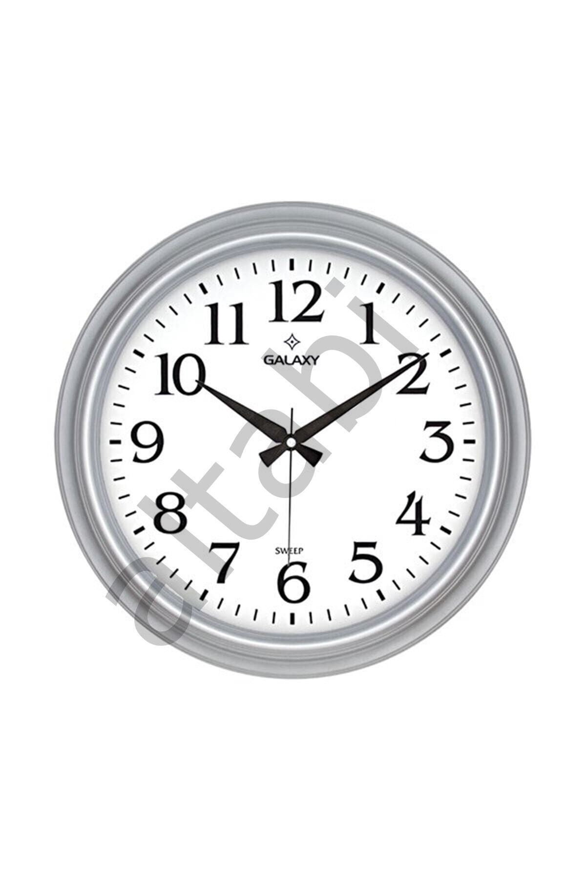 Dekoratif Duvar Saati Gümüş Renk 46 CM