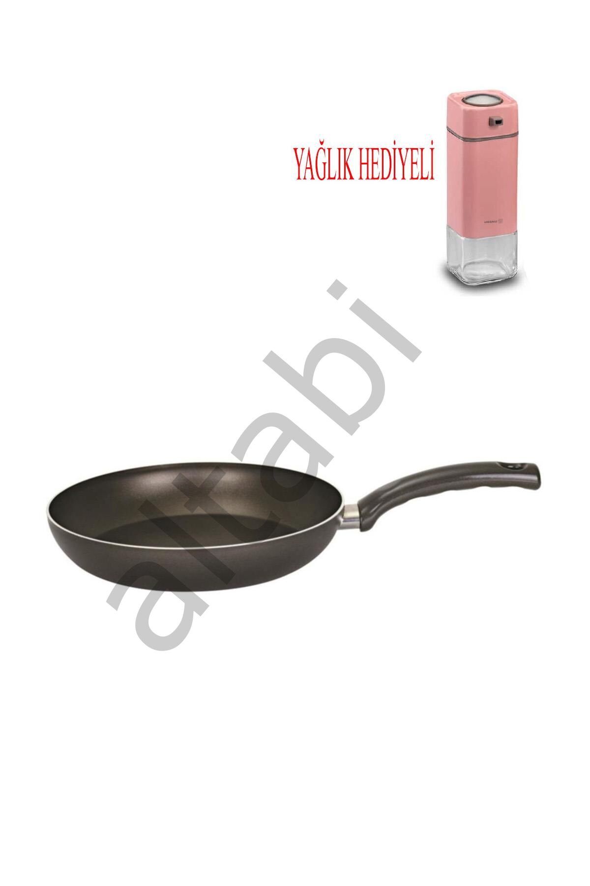 Mehtap Teflon Tava 32 CM ve Pembe Sosluk Yağlık
