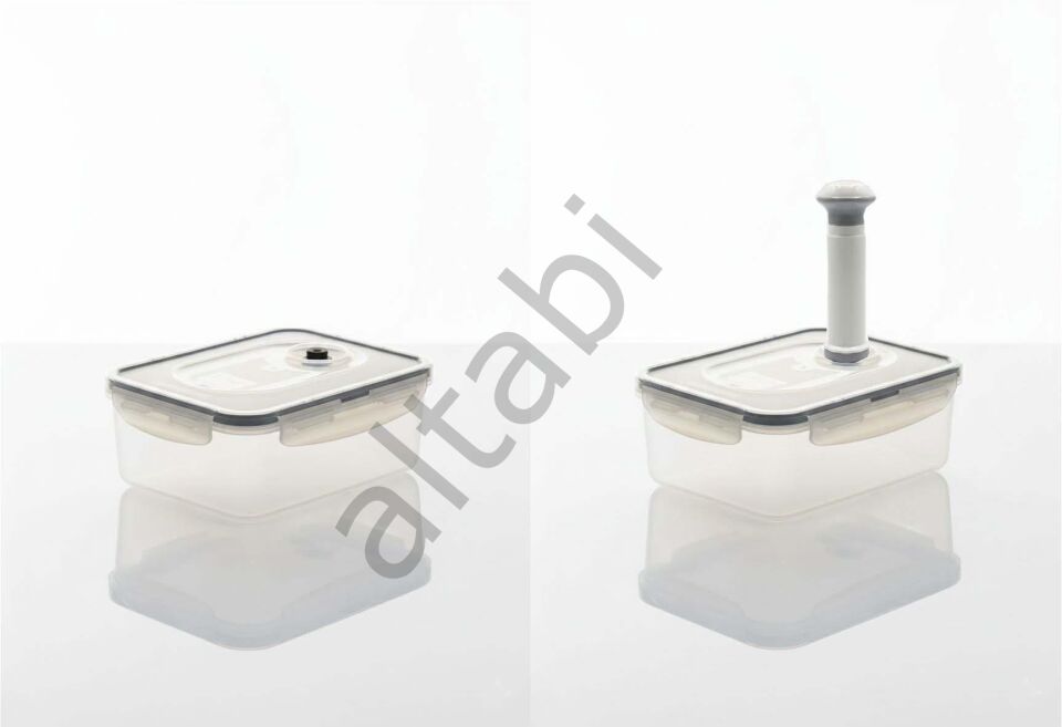 Mlock Vakum Kapaklı Saklama Kabı 2li Set Vakum Pompalı 800 ML