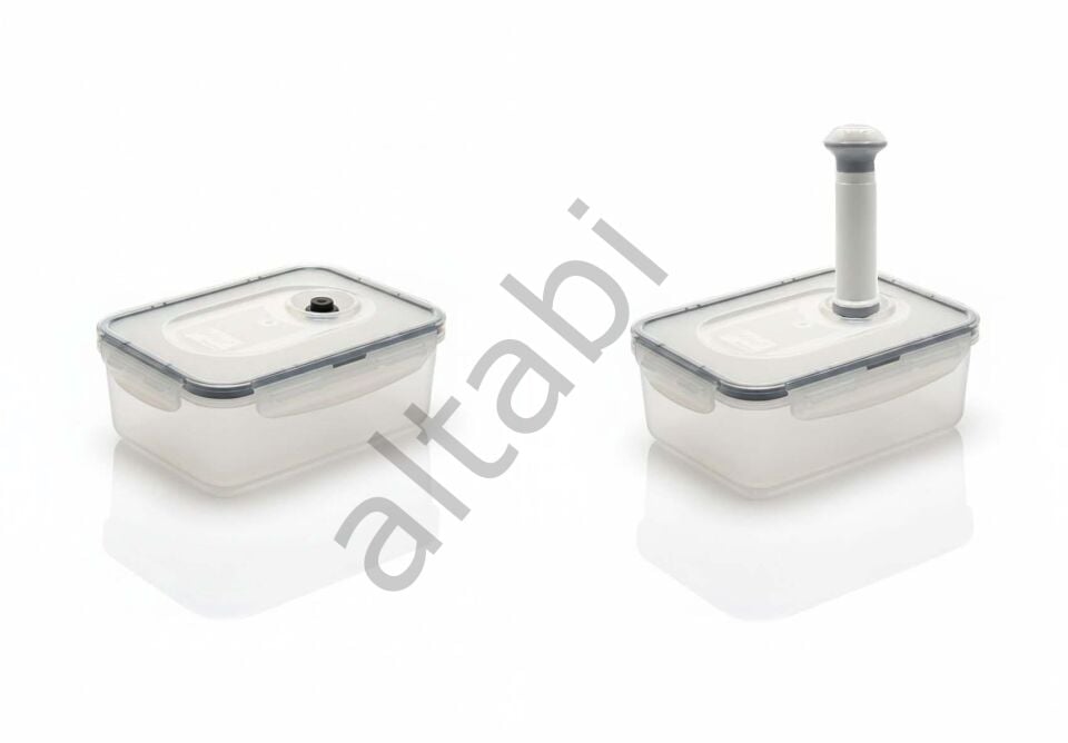 Mlock Vakum Kapaklı Saklama Kabı 2li Set Vakum Pompalı 1900 ML