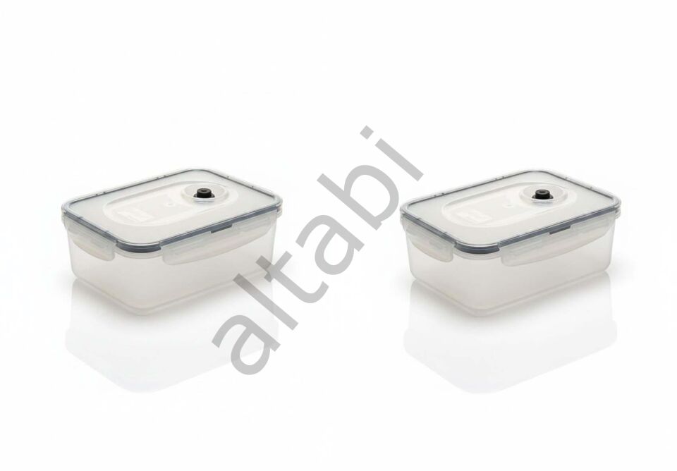 Mlock Vakum Kapaklı Saklama Kabı 2li Set Vakum Pompalı 2500 ML