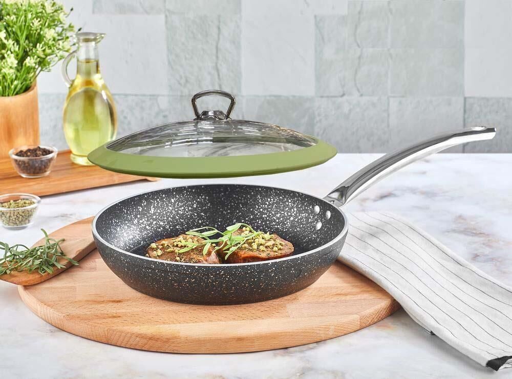 Granit Tava 26 CM Yeşil Silikon Kapaklı