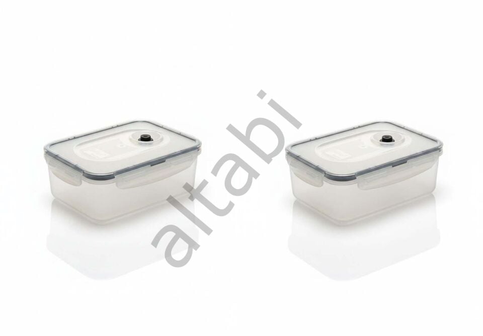 Mlock Vakum Kapaklı Saklama Kabı 2li Set Vakum Pompalı 4000 ML