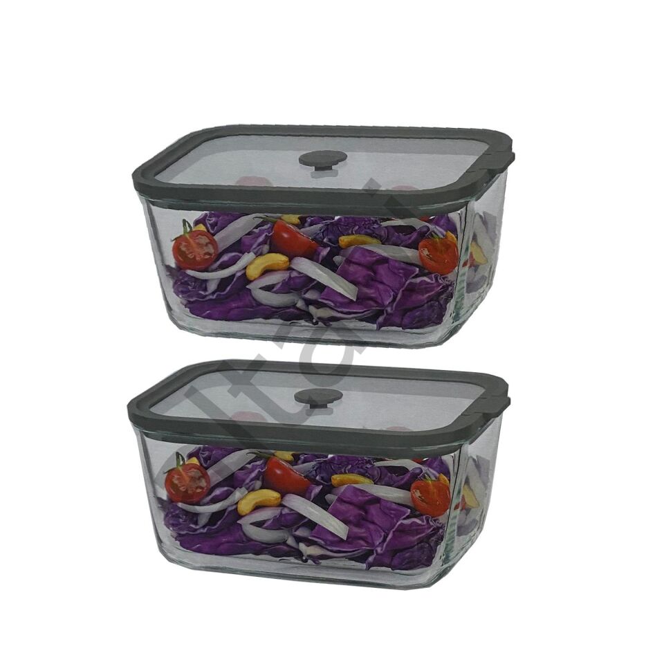 Sızdırmaz Cam Kapaklı Saklama Kabı 1380 ML – 2’li Set