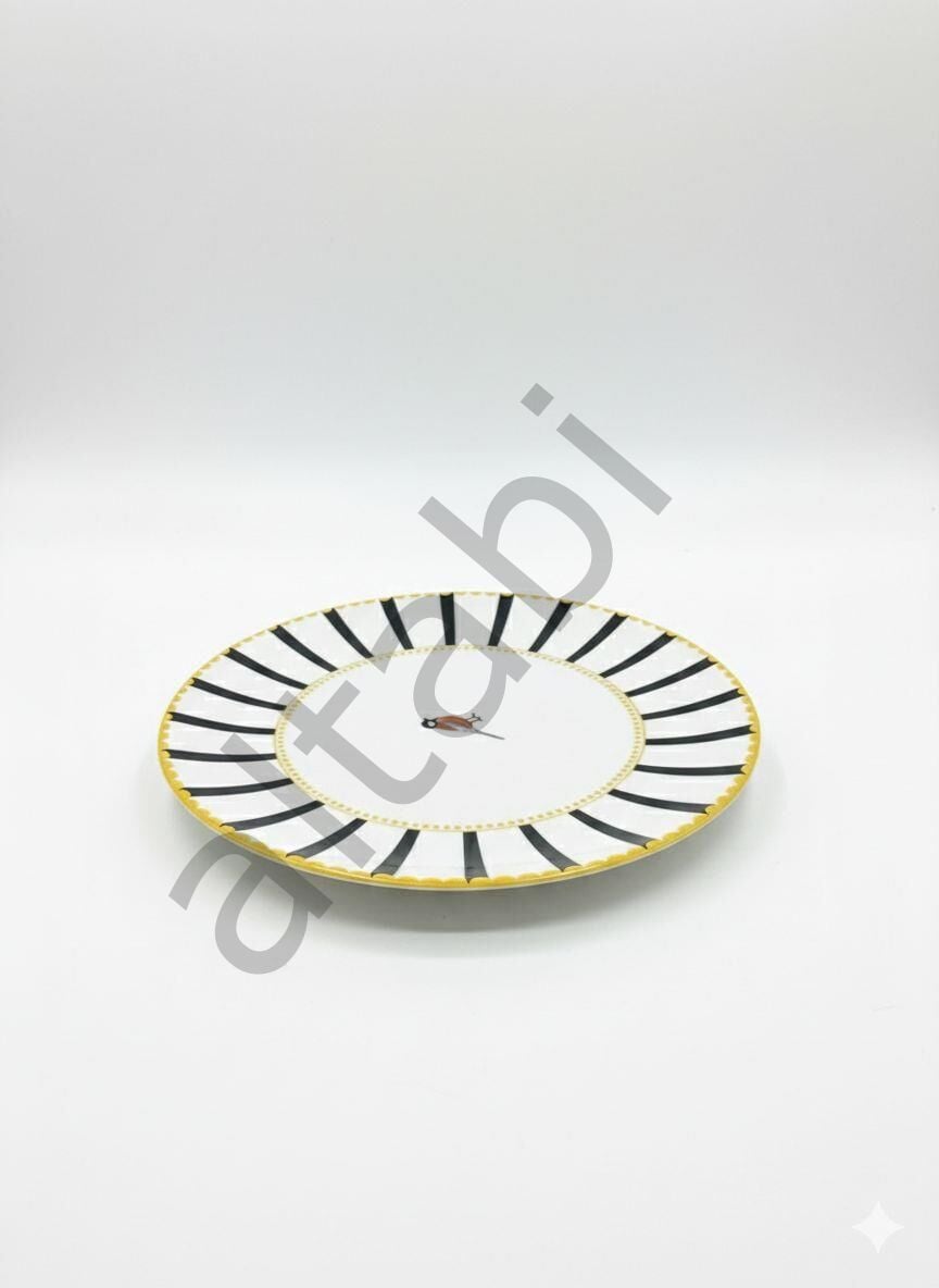 Seramik Pasta Tabağı Dijital Baskılı Kuşlu Desen 6’lı Set 20 cm Şık Dekoratif