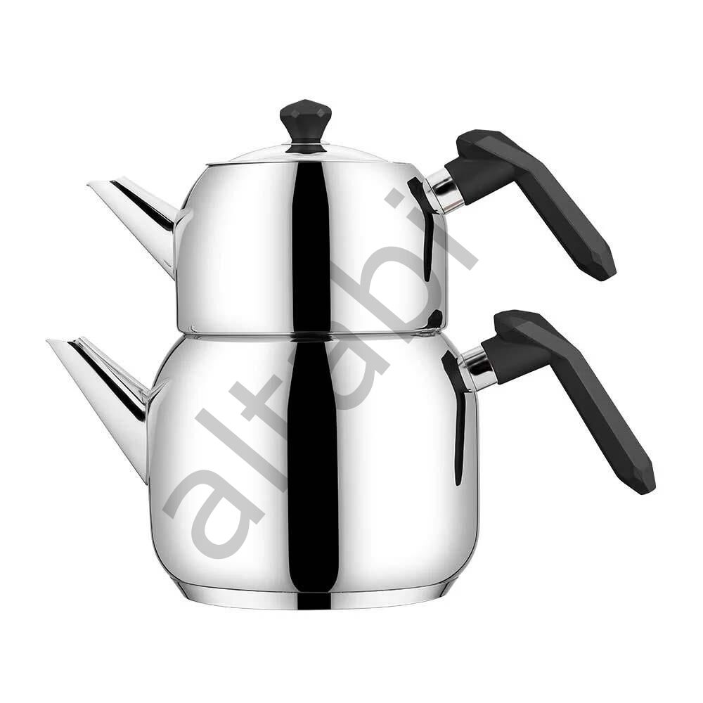 Opal Çelik Çaydanlık Takımı Cam Kapaklı – Siyah