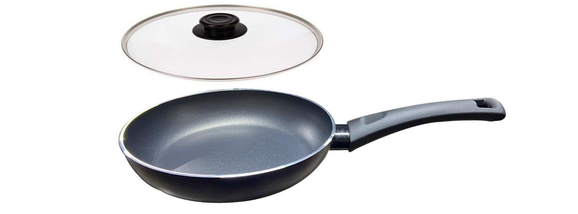 Mehtap Teflon Tava 24 CM İndüksiyon Tabanlı Lacivert Renk Cam Kapaklı