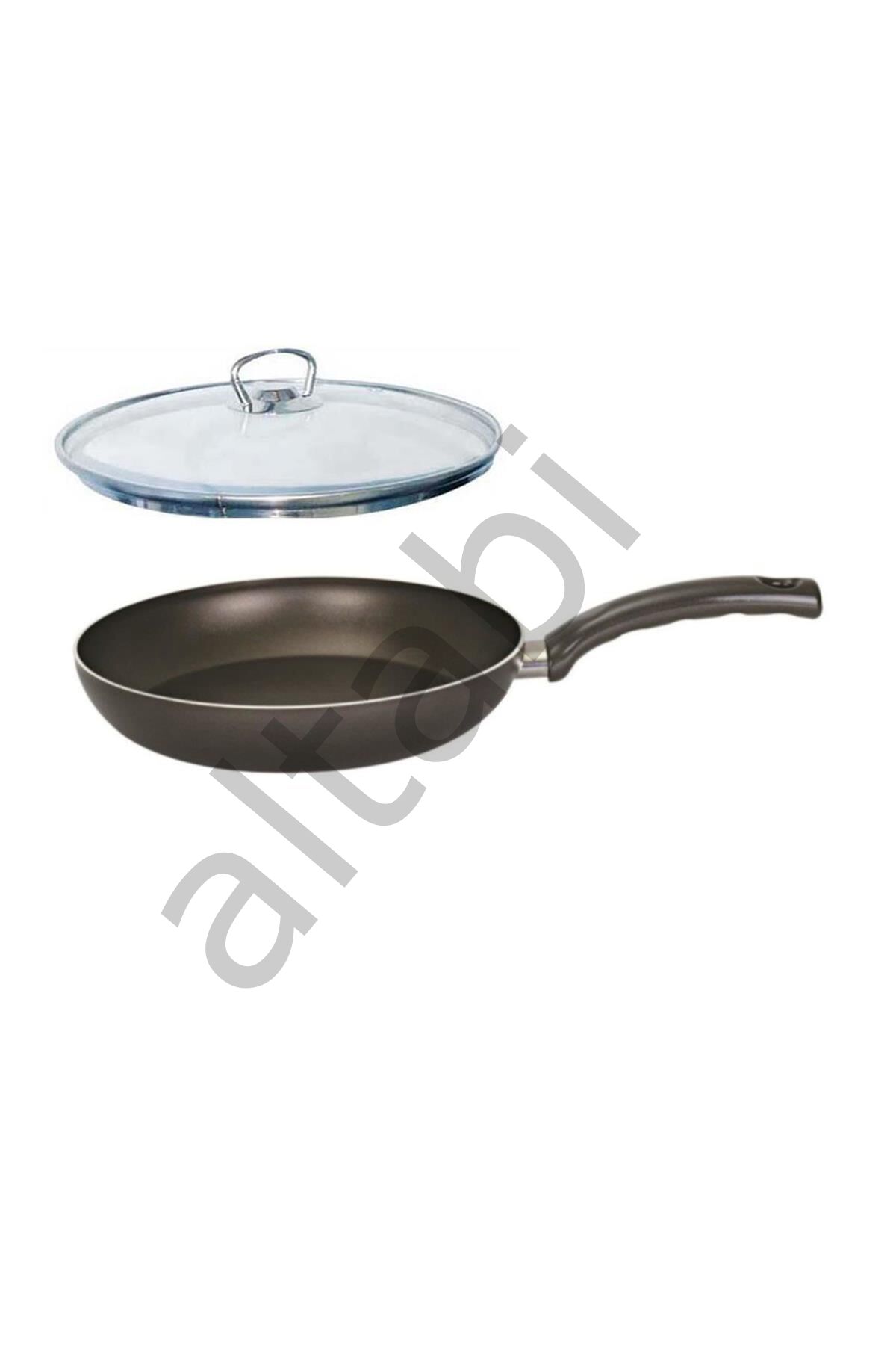 Mehtap Onyx Teflon Tava 26 CM Cam Kapaklı